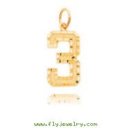 14K Gold Large Diamond-Cut Number 3 Charm