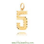 14K Gold Large Diamond-Cut Number 5 Charm