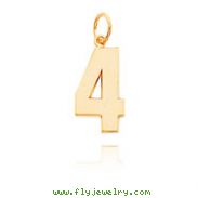 14K Gold Large Polished Number 4 Charm