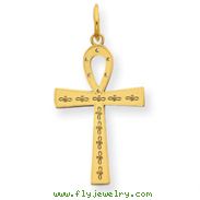 14K Gold Laser Designed Ankh Cross Charm