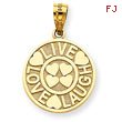 14K Gold Live Love Laugh Circle Pendant