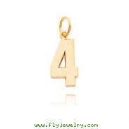 14K Gold Medium Polished Number 4 Charm