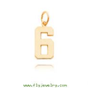 14K Gold Medium Polished Number 6 Charm