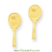 14K Gold Mini Tennis Racquet With Ball Post Earrings