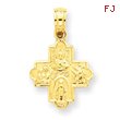 14K Gold Miniature Four Way Medal Pendant