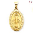 14K Gold Miraculous Medal Oval Pendant