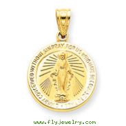 14K Gold Miraculous Medal Pendant