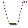 14K Gold Murano Glass Bead, Amber & Onyx Necklace