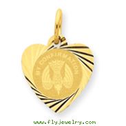14K Gold My Confirmation Heart Disc Charm