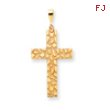 14K Gold Nugget Style Cross Pendant