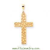 14K Gold Nugget Style Cross Pendant