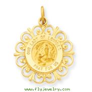 14K Gold Our Lady of Lourdes Medal Pendant