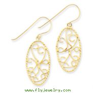 14K Gold Oval Fancy Curved Bars Earrings