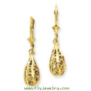 14K Gold Polished & Diamond-Cut Filigree Dangle Leverback Earrings