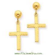 14K Gold Polished & Satin Cross Dangle Earrings