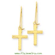 14K Gold Polished & Satin Cross Earrings