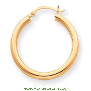 14K Gold Polished 3x28mm Round Hoop Earrings