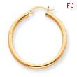 14K Gold Polished 3x34mm Round Hoop Earrings