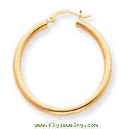 14K Gold Polished 3x34mm Round Hoop Earrings