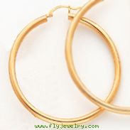 14K Gold Polished 3x50mm Round Hoop Earrings