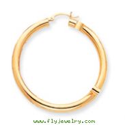 14K Gold Polished 4 x 50mm Tube Hoop Earrings