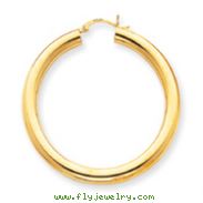 14K Gold Polished 5x50mm Tube Hoop Earrings