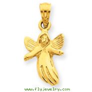 14K Gold Polished Angel Charm