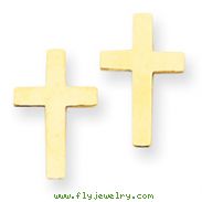 14K Gold Polished Cross Earrings