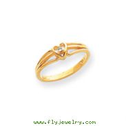 14K Gold Polished Diamond Heart Ring