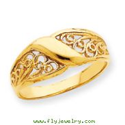 14K Gold Polished Filigree Ring