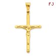 14K Gold Polished Hollow Crucifix Pendant
