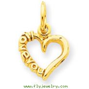 14K Gold Polished I Love You Heart Charm