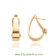 14K Gold Polished J-Hoop Omega Back Post Earrings