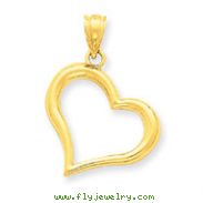 14K Gold Polished Open Heart Pendant