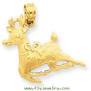 14K Gold Polished Reindeer Pendant