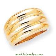 14K Gold Polished Scalloped Dome Ring