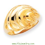 14K Gold Polished Swirl Dome Ring