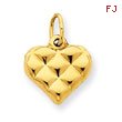 14K Gold Quilted Puffed Heart Charm