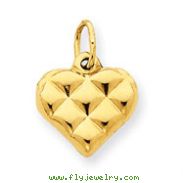 14K Gold Quilted Puffed Heart Charm