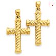 14K Gold Reversible Diamond Cut Cross Pendant