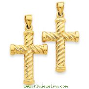 14K Gold Reversible Diamond Cut Cross Pendant