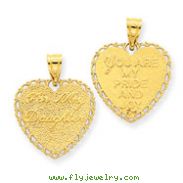 14K Gold Reversible For My Daughter Heart Pendant