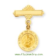 14K Gold Reversible Queen of the Holy Scapular Sacred Heart Medal Pin