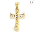 14K Gold &Rhodium Faith Cross Pendant