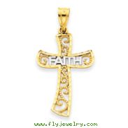 14K Gold &Rhodium Faith Cross Pendant