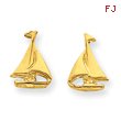 14K Gold Sail Boat Earrings