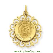 14K Gold Saint Christopher Medal Charm