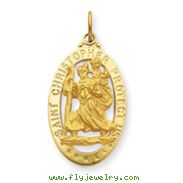 14K Gold Saint Christopher Medal Pendant