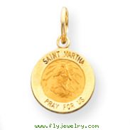 14K Gold Saint Martha Medal Pendant