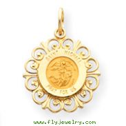 14K Gold Saint Michael Medal Charm
